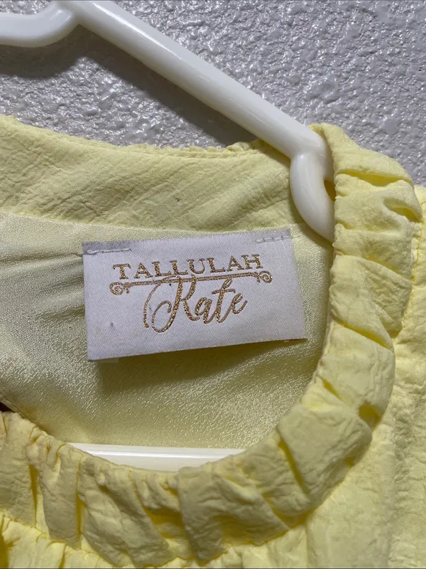 TALULAH Kate Light Yellow Puff-Sleeve Tiered Midi Dress - Image 2