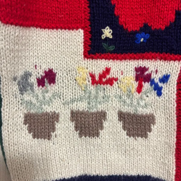 Lord & Taylor Shetland Wool Angora Sweater 80s Vtg Patchwork Farmhouse Twee M - Image 6