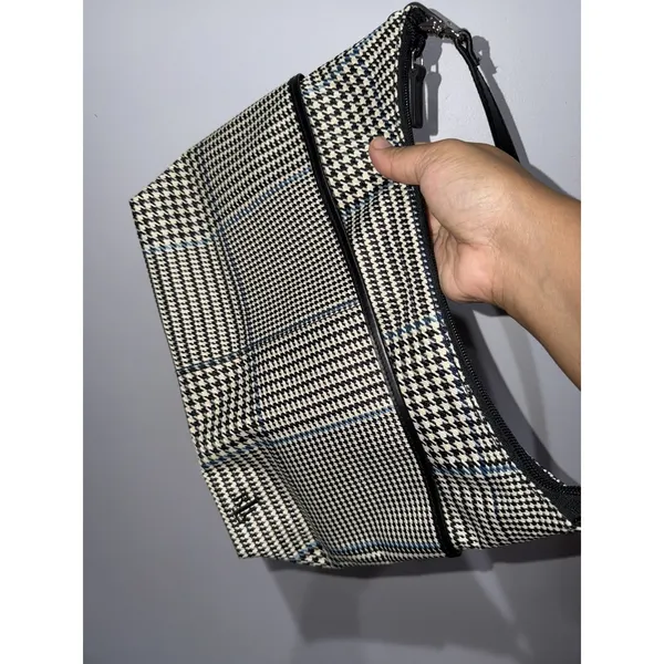Vintage Lauren Ralph Lauren Houndstooth Zippered Purse Bag Detachable Strap M - Image 10