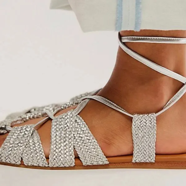 NWOT Free People Sunny Gilly Flats in Silver - Image 3