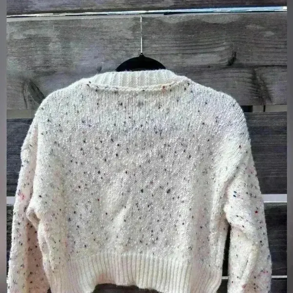 Melange V Neck Knit‎ Cardigan K Pop Style Chunky Multicolor K Pop Coquette Fall - Image 5