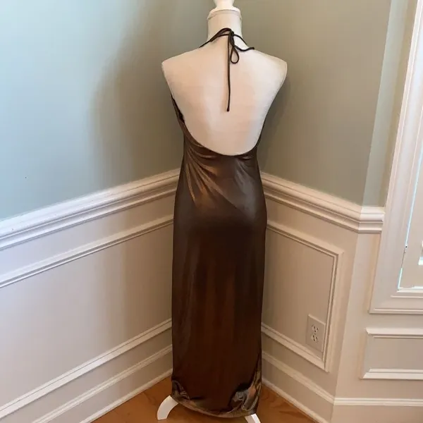 NBD Dancing Queen Maxi Dress In Shimmer Copper XS - Image 5