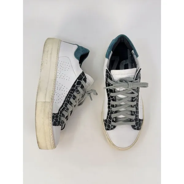 P488 Thea Shabby Womens Shoes White Leather Embossed Low Top Sneaker 37 US 7 - Image 4