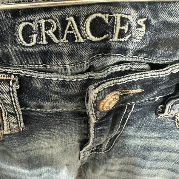 Grace in LA Jeans Womens 25 Blue Bootcut Bull Skull Embellished Pocket Western - Image 5