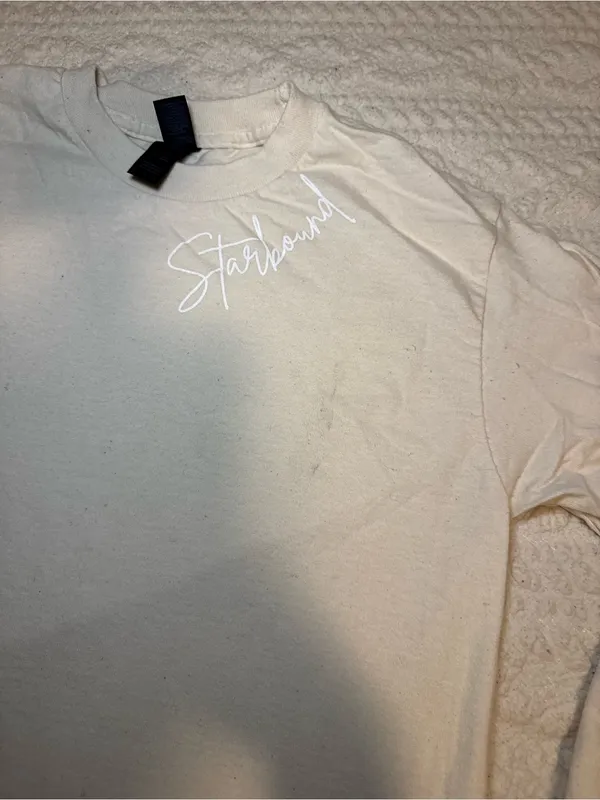 Gildan Ultra Cotton Long Sleeve Shirt Top Starbound Cream Small - Image 3