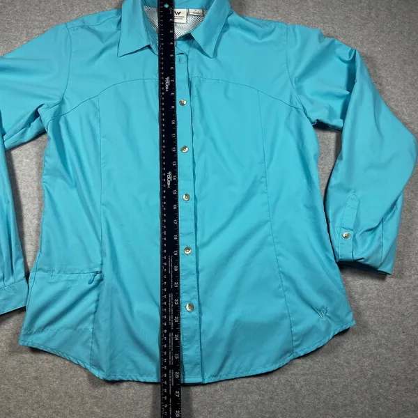 White Sierra Womens Medium Turquoise Ripstop Hiking Trail Shirt Roll Tab Sleeve - Image 6