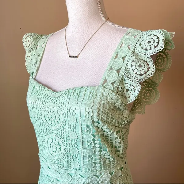 LENA | Green Trumpet Lace Fly Away With Me Maxi Dress Sz M - Image 5