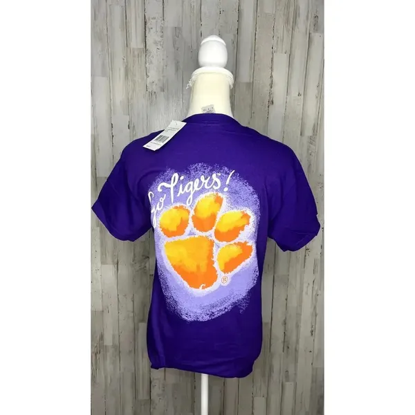 NWT Clemson Tigers Unisex Small Purple Paw Logo "Go Tigers" Short Sleeve T-Shirt - Image 4