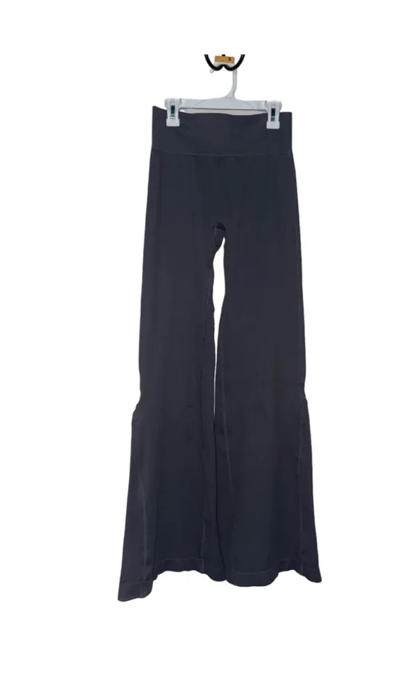 High Waist Charcoal Gray Flare Yoga Leggings - Image 5