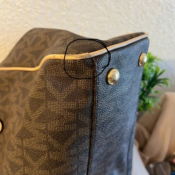 Michael Kors Dark Brown and Tan Logo Tote - Image 14