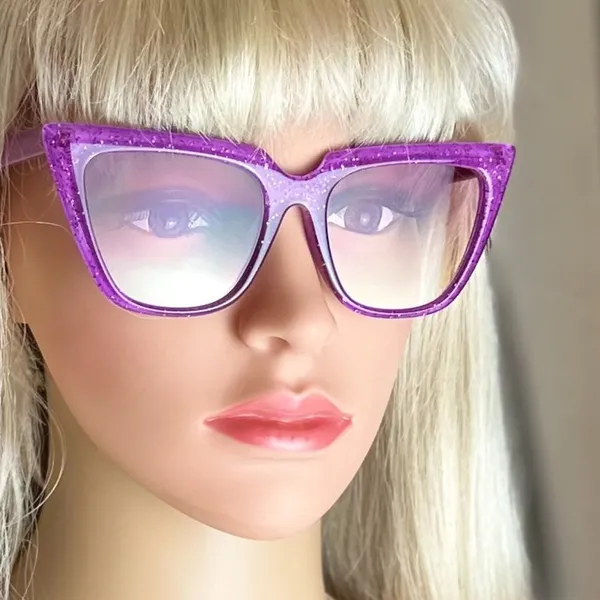 Candy Color Glittering Cat Eye Sunglasses - Pretty Purple - Image 5
