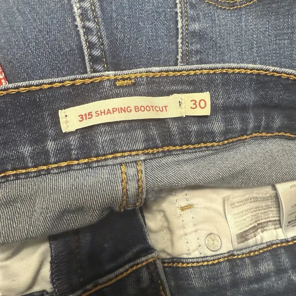 Levis 315 Jeans Womens 30 Blue Shaping Boot Cut Mid Rise Medium Dark‎ Wash Denim - Image 3