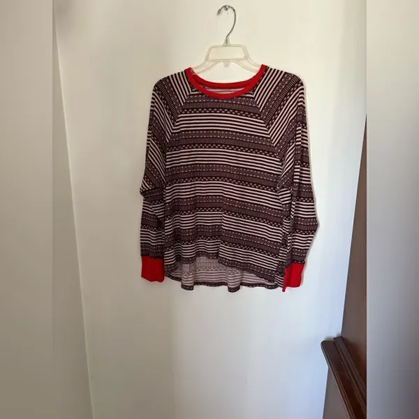 Aerie Long Sleeve Thermal Top Multicolor Fair Isle Size Large - Image 8