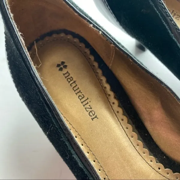 Naturalizer • Black Suede Buckle Square Toe Heels - Image 3