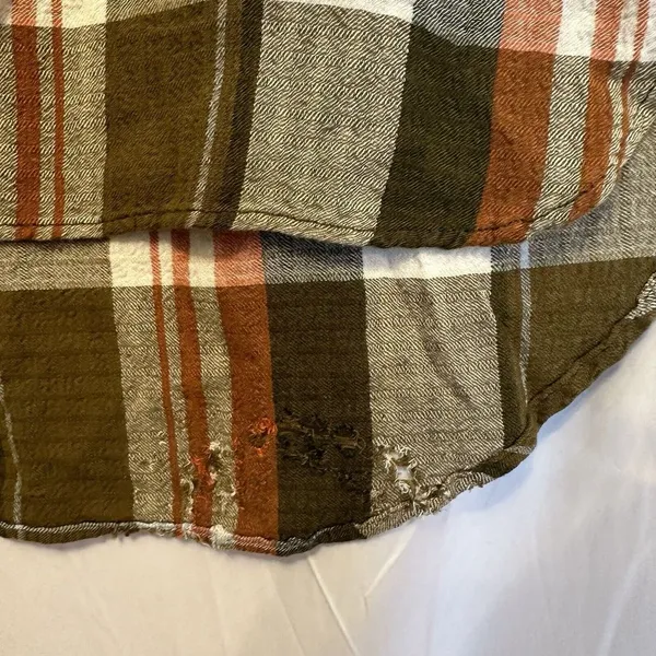 Anthropologie‎ Pilcro Size Medium Plaid Side-Slit Maxi Tunic Duster Button Down - Image 6