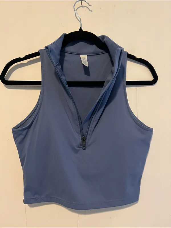 Balance Athletica Slate Blue Zip-Front Crop Top 0904261 - Image 4