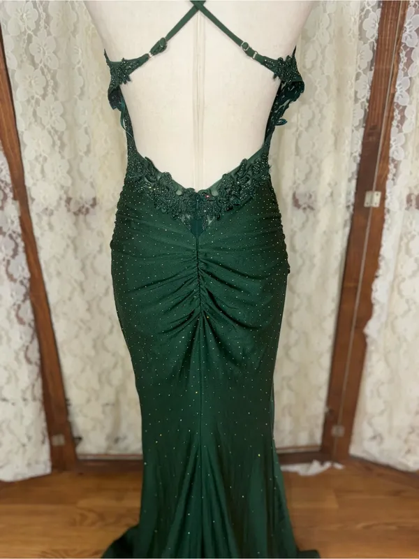 Gorgeous Green Sparkling Mermaid Prom/Pageant Gown - Image 8