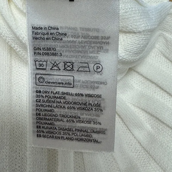 NWY H&M Women's‎ Cream Ribbed Knit Polo Shirt Short Sleeve V-Neck Top Size Small - Image 8