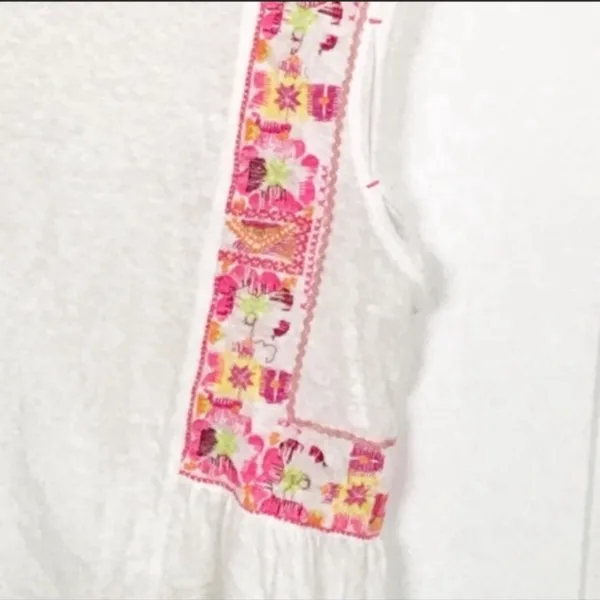 Free People Size XS White‎ Cotton Embroidered Marcy Cut Sleeveless Tank - Image 4