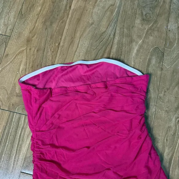 Vibrant Pink Strapless Dress Size L - Image 2