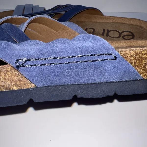Earth Atlas Slide Sandals Women's 7.5M Blue Leather Comfort Footbed Arch Support - Image 8