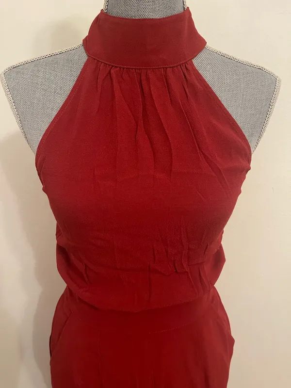 Flynn Skye Brick Red High Neck Halter Jumpsuit. Size Small - Image 9