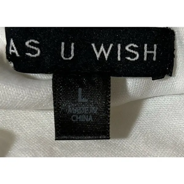 As U Wish Women's Hi Low Wrap Sleeveless White Dress w/Brown Dress‎ Size L - Image 4