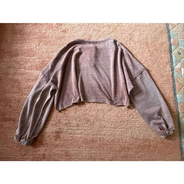 Arizona Jean Co Cropped Sweatshirt Women’s Size S Dusty Mauve Oversized Balloon - Image 2