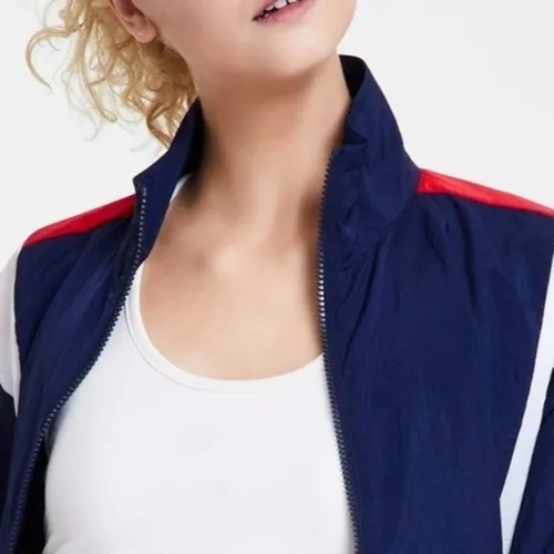 Reebok Womens Track Jacket XS Blue Red White Colorblock Full Zip Vector Sports - Image 4