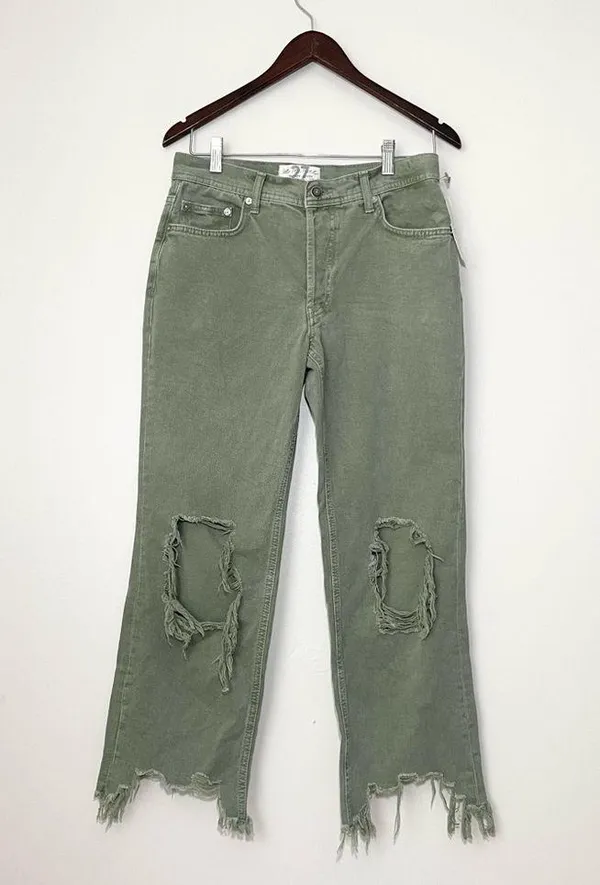 NWT Free People Maggie Mid Rise Straight Leg Jeans Distressed - Image 2