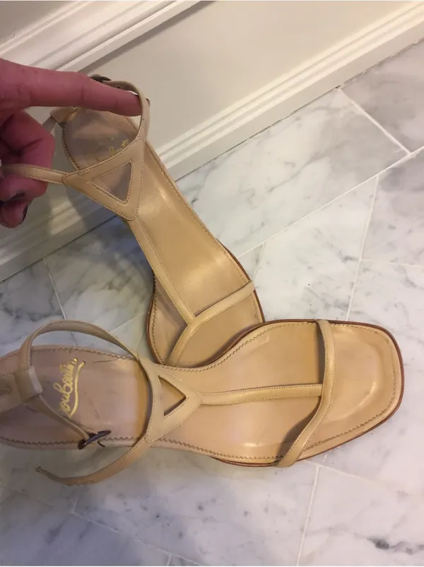 Roeposh - Tan TStrap Christian Louboutin Heels Shoes 39 1/2 - Image 8