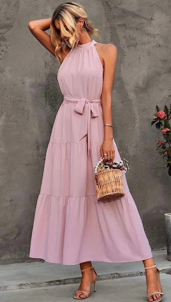 Summer /fall Maxi Sun Dress Pink Size M - Image 4
