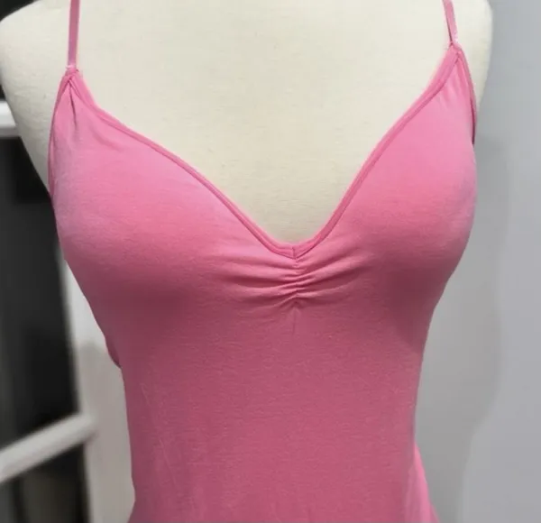 Poof! Pink Ruched V-Neck Camisole Top - Image 4
