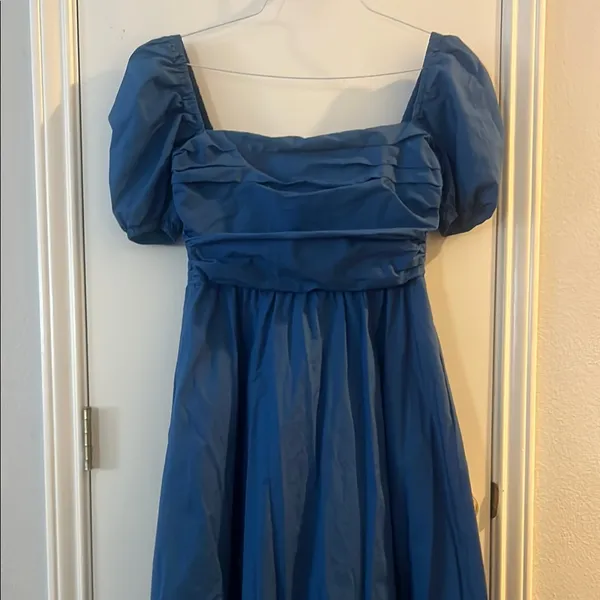 Few Moda O.P.T River Blue Puff Sleeve Midi Dress size Large L - Image 2