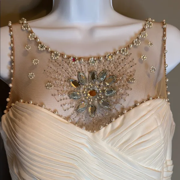 Adrianna Papell‎ White Embellished Mini Sheath Dress Bridal Holiday 8 Party - Image 4