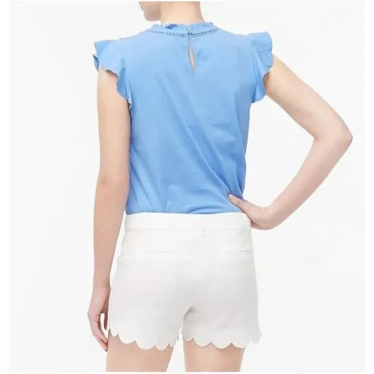 J.Crew White Scalloped Hem Linen Cotton Blend Shorts Women Sz. 4 Nautical Preppy - Image 6