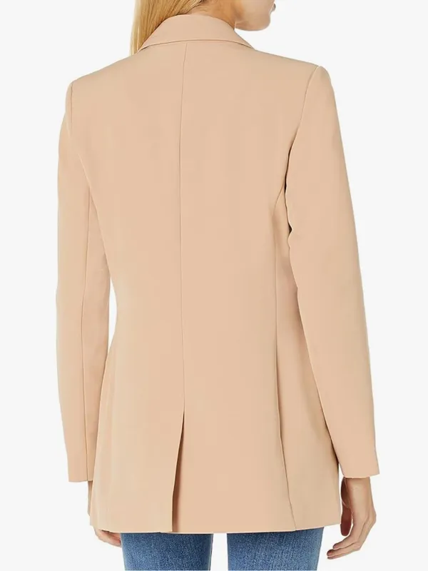 The Drop Blake Long Blazer Women’s Small Praline Tan Single Button Stretch - Image 2