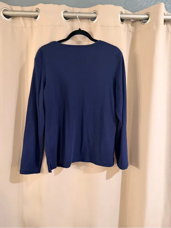 Classic Elements Navy Long-Sleeve Tee with Autumn Basket Embroidery - Image 2