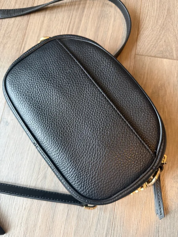 Michael Kors Black Pebbled Leather Rounded Crossbody with Gold Hardware - Image 7