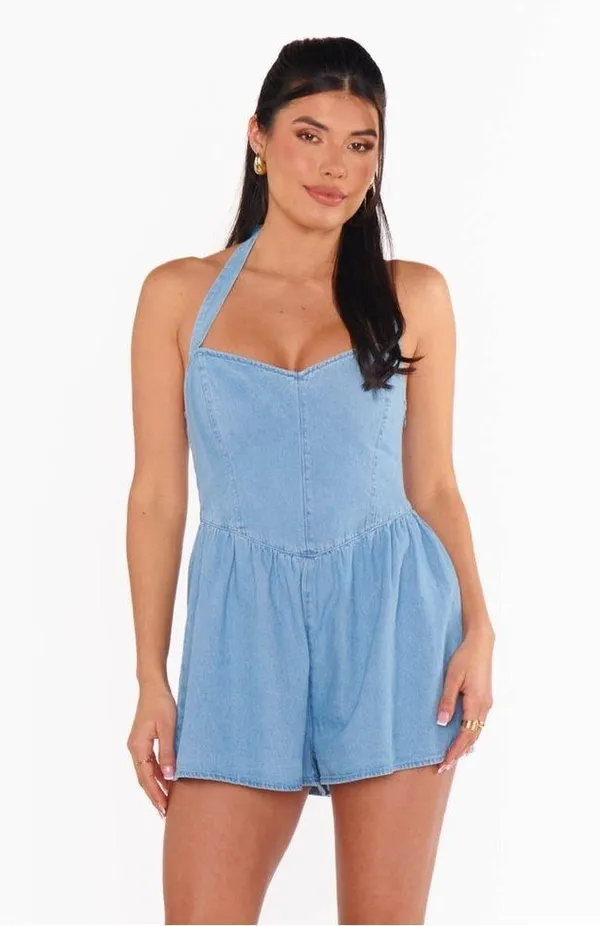 SHOW ME YOUR MUMU Romee Romper In Sky Indigo - Image 9