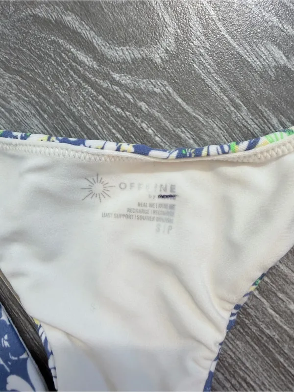 aerie Floral Print Racerback lined Crop Top Sports bra floral print EUC - Image 2