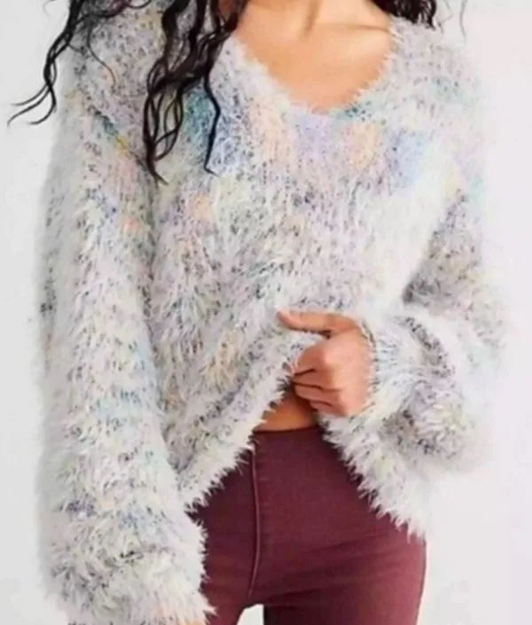 New Free People Gemini Fuzzy Confetti Oversized Sweater - Image 3