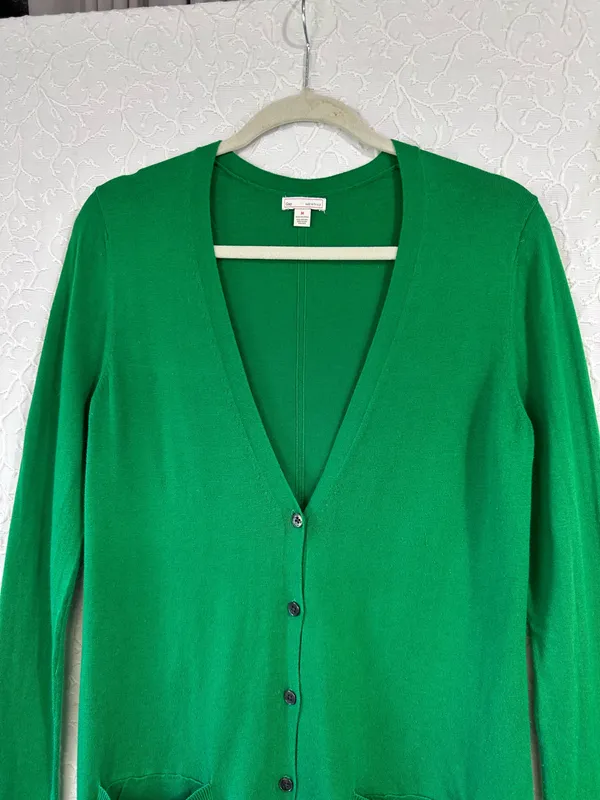 Gap Womens Green V-Neck Button Front Cardigan Sweater Size M Buttons Cotton - Image 5