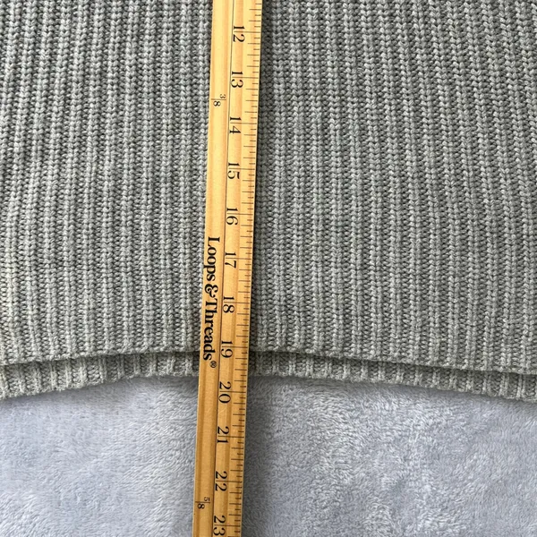 Abercrombie‎ & Fitch Cropped Turtleneck Sweater Large Gray Ribbed Cozy Knit Soft - Image 7