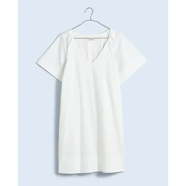 Madewell V Neck Mini Shirtdress Poplin Cotton White Pockets Relaxed Shift S NWT - Image 6