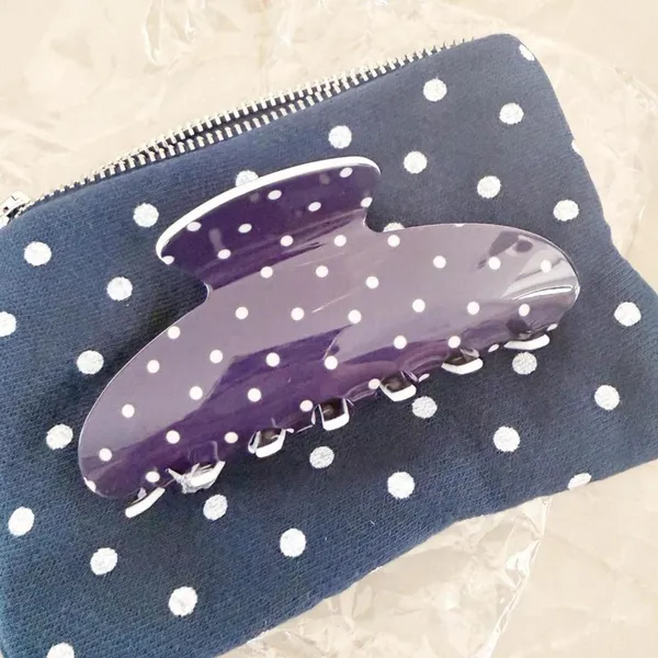 NEW Parke blue white polka dots hair clip claw clip * - Image 2