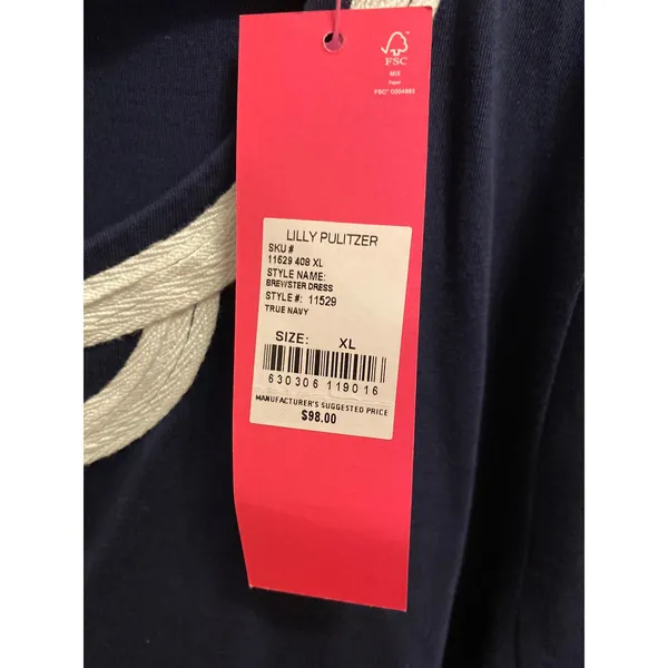 Lilly Pulitzer Brewster T-Shirt Dress True Navy Blue Size XL NWT - Image 3
