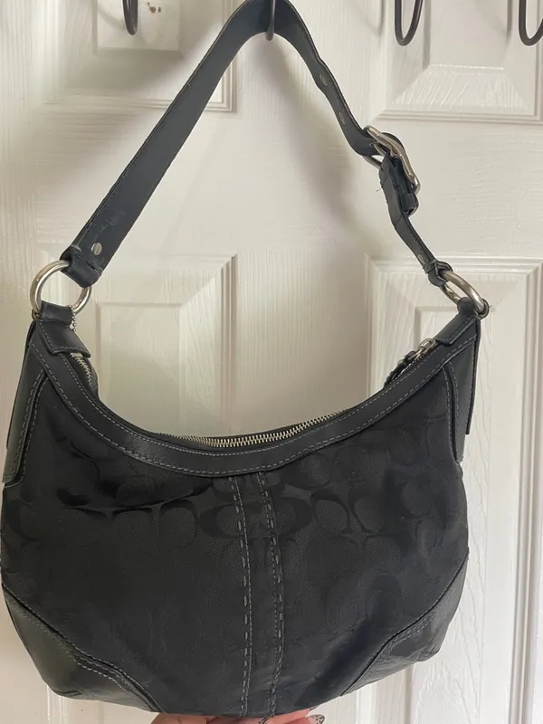 Coach Black Signature Hobo Boho Preppy Shoulder Bag - Image 3