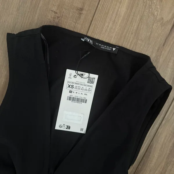ZARA black vneck gabardine cut out midi dress - Image 5