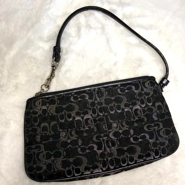 COACH Black Silver Canvas Wristlet - Image 2